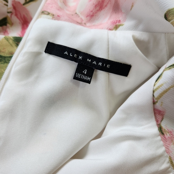 Alex Marie Cream Floral Sheath Dress with Mock Neck for Weddings Size 4 - Picture 8 of 9